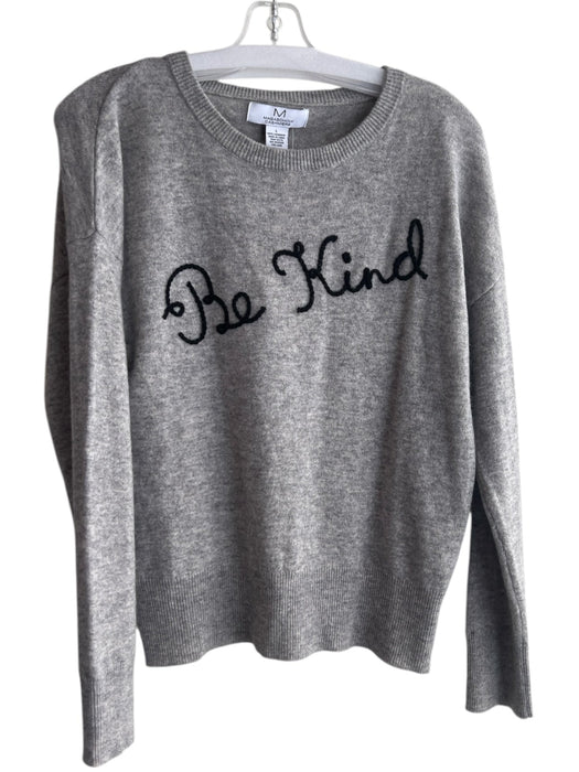 Magaschoni Size L Grey Cashmere Round Neck Long Sleeve Embroidered Knit Sweater Grey / L