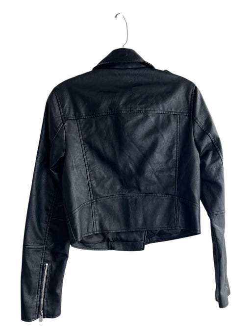 7 For All Mankind Size S Black Polyurethane Faux Leather Biker Jacket Black / S
