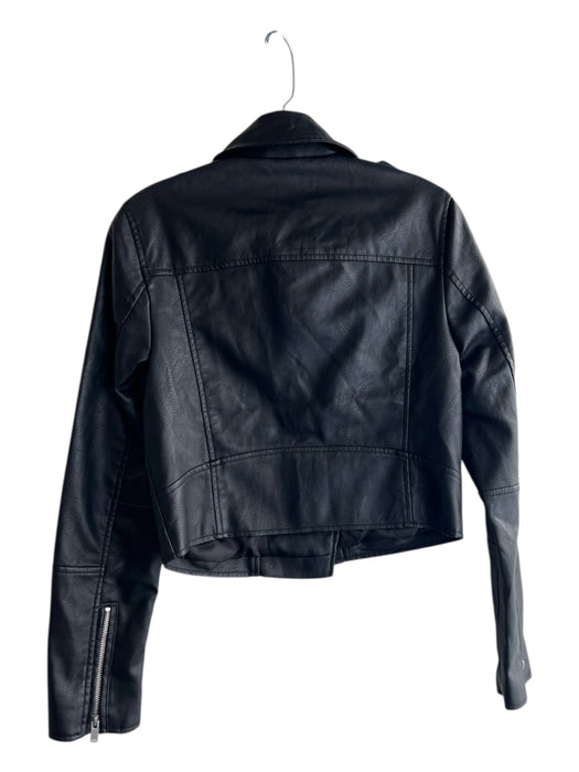7 For All Mankind Size S Black Polyurethane Faux Leather Biker Jacket Black / S