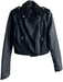 7 For All Mankind Size S Black Polyurethane Faux Leather Biker Jacket Black / S