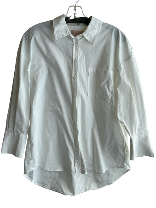 Philosophy Size S/P White Cotton Blend Collared Button Down 3/4 Sleeve Top White / S/P