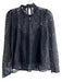 Lini Size Small Black Nylon Long Sleeve Camisole Mock Collar Crochet Top Black / Small
