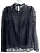 Lini Size Small Black Nylon Long Sleeve Camisole Mock Collar Crochet Top Black / Small