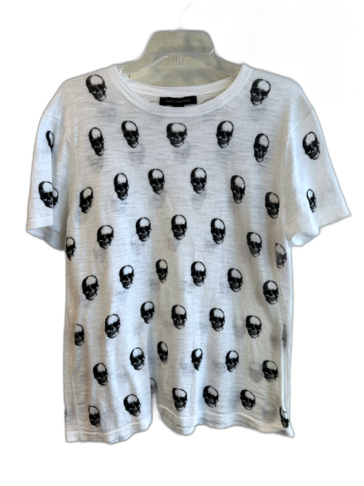 Skull Cashmere Size Large White & Black Cotton Short Sleeve Round Neck Skull Top White & Black / Large