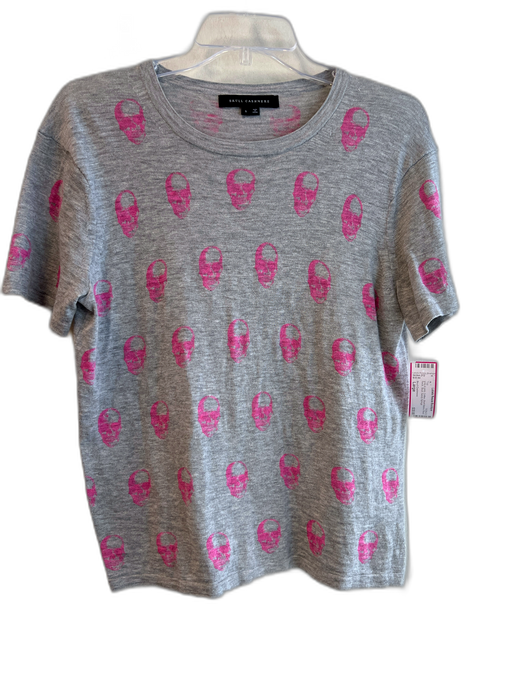 Skull Cashmere Size Large gray & pink Cotton Short Sleeve Round Neck Skull Top gray & pink / Large