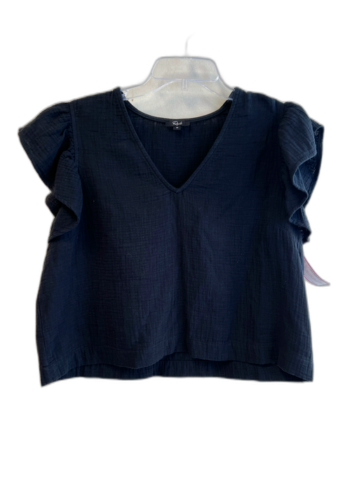 Rails Size Medium Black Cotton V Neck Ruffle Sleeveless Boxy Fit Textured Top Black / Medium