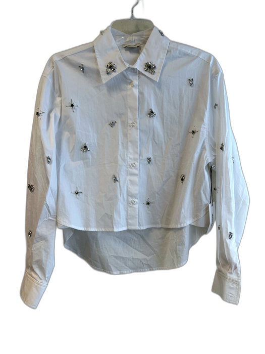 Jason Wu Size Small White Cotton Long Sleeve Button Down Collared Top White / Small