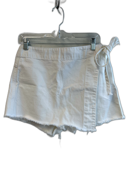 We The Free Size 8 White Cotton Front Zip Raw Hem Wrap Around Skort White / 8