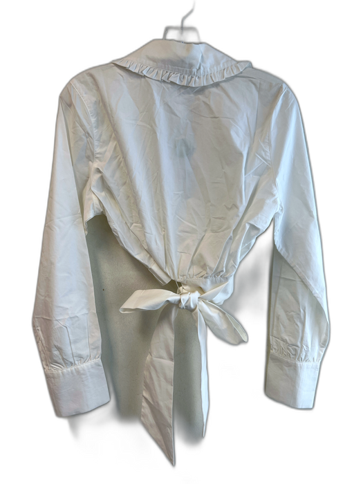 Rails Size Medium White Cotton Blend Long Sleeve Wrap Waist Collared Top White / Medium