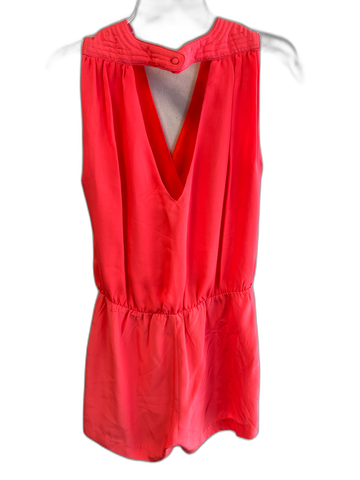 Parker Size Small Orange Silk Sleeveless V Neck Lined Elastic Waist Romper Orange / Small