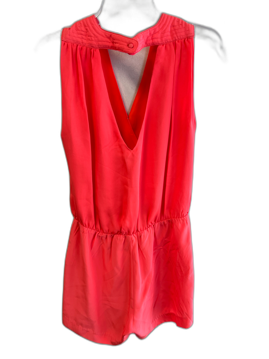Parker Size Small Orange Silk Sleeveless V Neck Lined Elastic Waist Romper Orange / Small