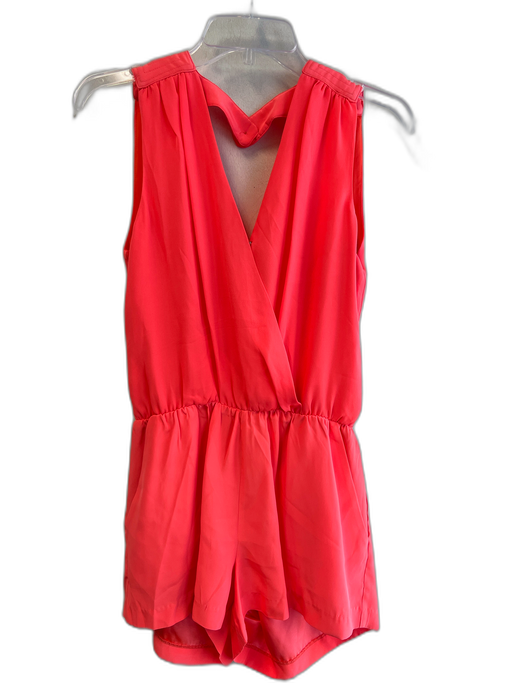 Parker Size Small Orange Silk Sleeveless V Neck Lined Elastic Waist Romper Orange / Small