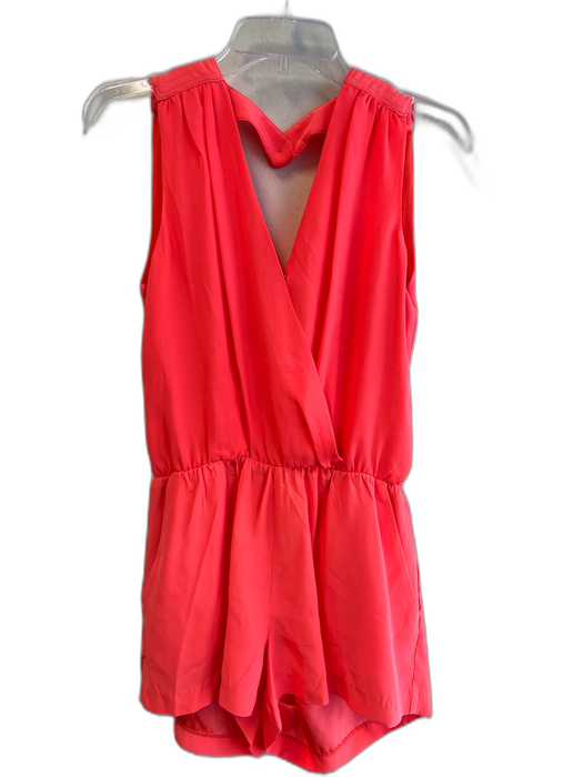 Parker Size Small Orange Silk Sleeveless V Neck Lined Elastic Waist Romper Orange / Small