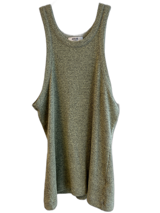 Agolde Size Medium Green Polyester & Cotton Sleeveless Ribbed Accent Top Green / Medium