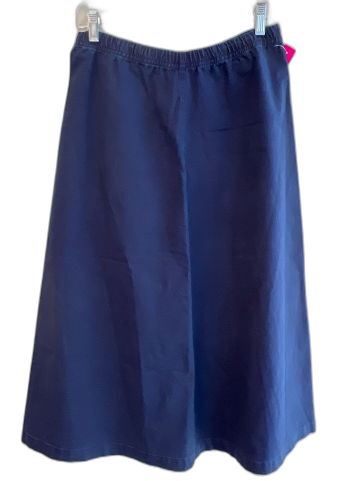 Zara Size Small Navy Cotton Back Zip Stretch Waist Midi A line Skirt Navy / Small