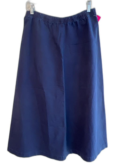 Zara Size Small Navy Cotton Back Zip Stretch Waist Midi A line Skirt Navy / Small