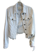 Hidden Size XS White Cotton Frayed Hem Pockets Front Button Jacket White / XS