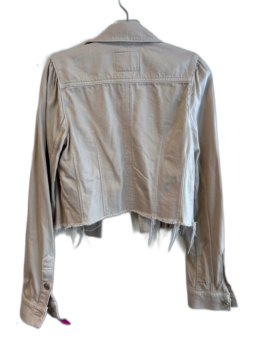 Paige Size XS Beige Cotton Gold Buttons Pockets Frayed Hem Jacket Beige / XS