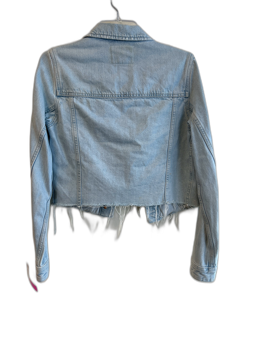 Paige Size XS Light Denim Cotton Silver Buttons Pockets Frayed Hem Jacket Light Denim / XS