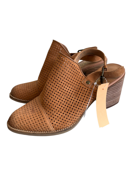 Franco Sarto Shoe Size 8.5 Light Brown Suede Open Back Stacked Heel Shoes Light Brown / 8.5