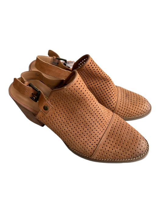 Franco Sarto Shoe Size 8.5 Light Brown Suede Open Back Stacked Heel Shoes Light Brown / 8.5