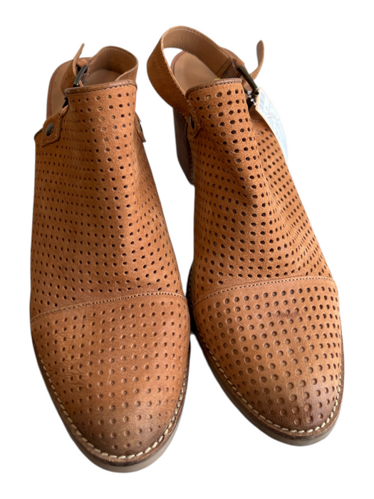 Franco Sarto Shoe Size 8.5 Light Brown Suede Open Back Stacked Heel Shoes Light Brown / 8.5