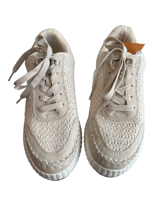 Dolce Vita Shoe Size 8 Off White Leather & Fabric Lace Up Almond Toe Shoes Off White / 8