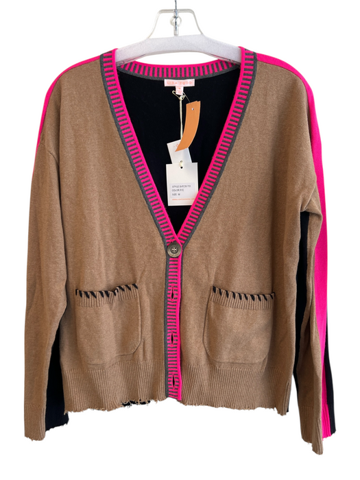Lisa Todd Size Medium Brown, pink & black Cotton & Cashmere Long Sleeve Cardigan Brown, pink & black / Medium