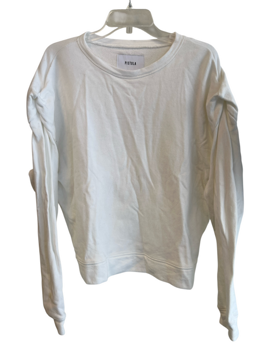 Pistola Size Medium White Cotton Long Sleeve Shoulder Detail Round Neck Top White / Medium