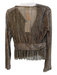 Parker Size Medium Bronze & Gold Polyester Metallic Deep V neck Long Sleeve Top Bronze & Gold / Medium