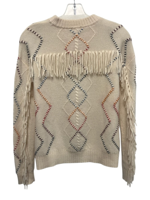 Minnie Rose Size XS Cream multi Cashmere Fringe Detail Cross Stitch Sweater Cream multi / XS