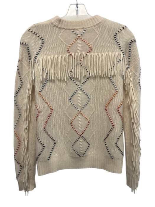 Minnie Rose Size XS Cream multi Cashmere Fringe Detail Cross Stitch Sweater Cream multi / XS