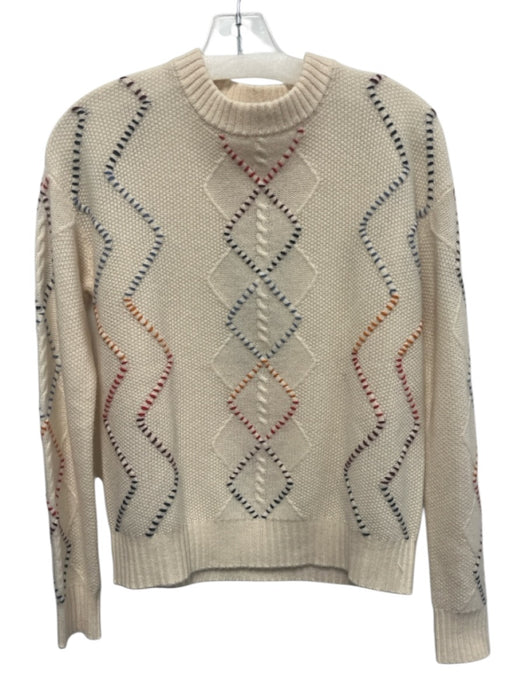Minnie Rose Size XS Cream multi Cashmere Fringe Detail Cross Stitch Sweater Cream multi / XS