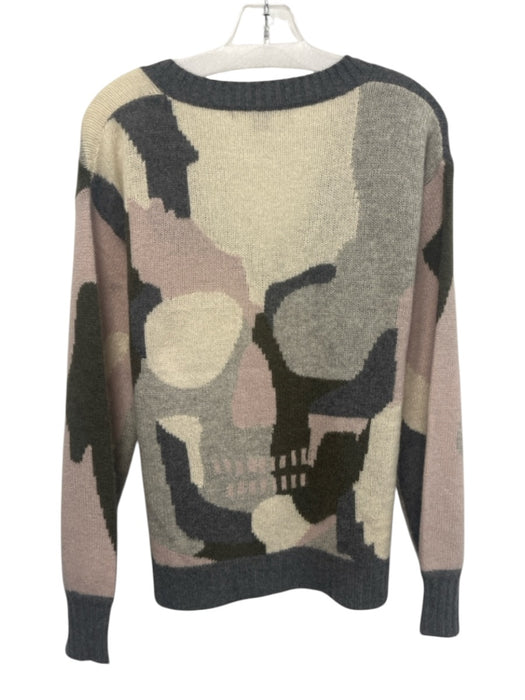Skull Cashmere Size M Grey, Pink & Cream Cashmere V Neck Long Sleeve Sweater Grey, Pink & Cream / M
