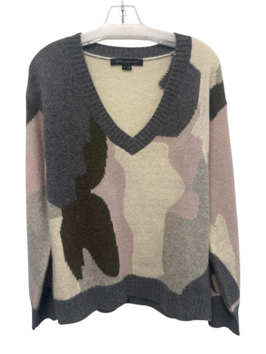 Skull Cashmere Size M Grey, Pink & Cream Cashmere V Neck Long Sleeve Sweater Grey, Pink & Cream / M
