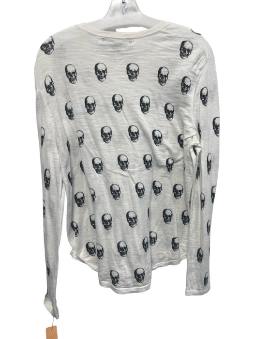 Skull Cashmere Size M White & Black Cotton Crew Neck Skull Graphic Top White & Black / M