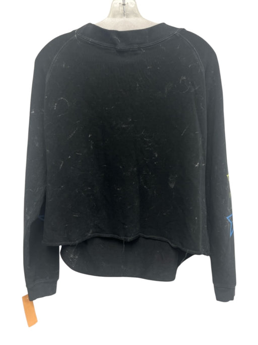 CHRLDR Size XS Black Multi Cotton Blend Stars Boat Neck Faded Sweatshirt Black Multi / XS