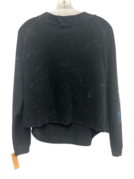 CHRLDR Size XS Black Multi Cotton Blend Stars Boat Neck Faded Sweatshirt Black Multi / XS