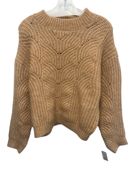 MNG Size S Brown Poly Blend Long Sleeve Ribbed Cuffs & Collar Sweater Brown / S