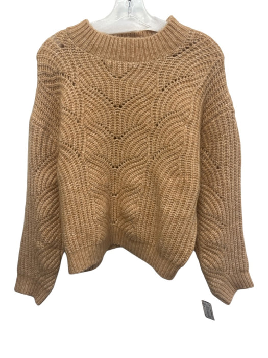 MNG Size S Brown Poly Blend Long Sleeve Ribbed Cuffs & Collar Sweater Brown / S