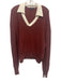 Rag & Bone Size M Burgundy Cotton Constrast Collar Long Sleeve V Neck Sweater Burgundy / M