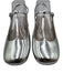 Marc Fisher Shoe Size 8.5 Silver Leather & Synthetic Block Heel Square Toe Shoes Silver / 8.5