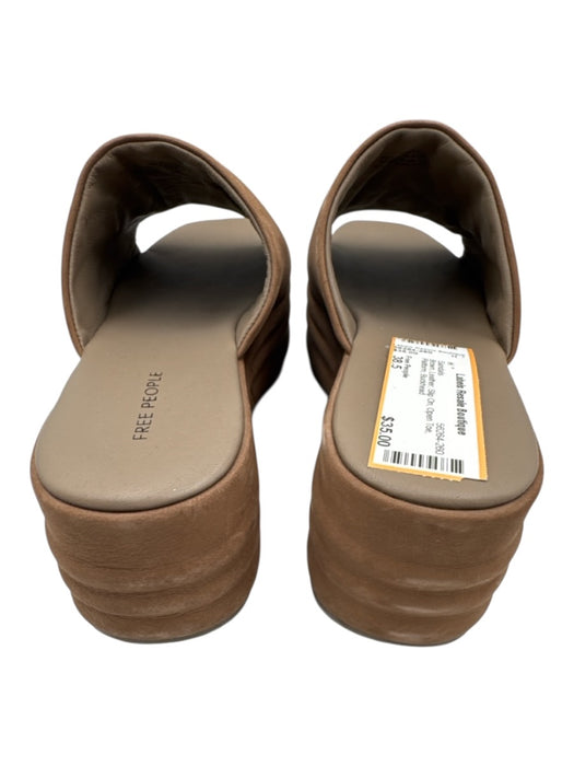Free People Shoe Size 38.5 Brown Leather Slip On Open Toe Platform Sandals Brown / 38.5