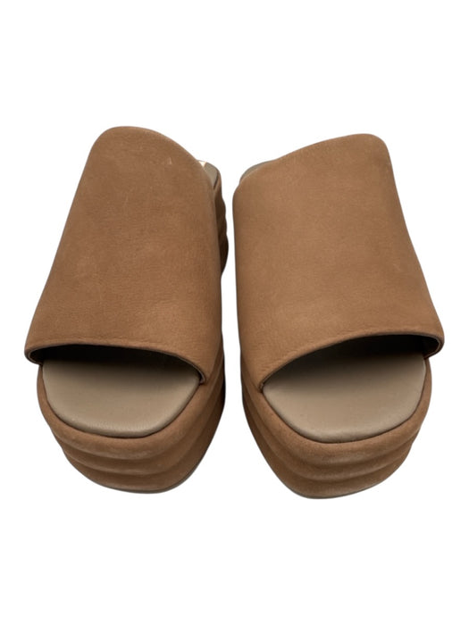 Free People Shoe Size 38.5 Brown Leather Slip On Open Toe Platform Sandals Brown / 38.5