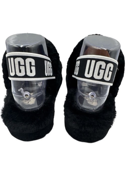 Ugg Shoe Size 8 Black Synthetic Faux Fur Slingback Open Toe Sandals Black / 8