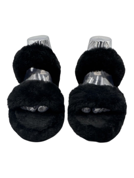 Ugg Shoe Size 8 Black Synthetic Faux Fur Slingback Open Toe Sandals Black / 8