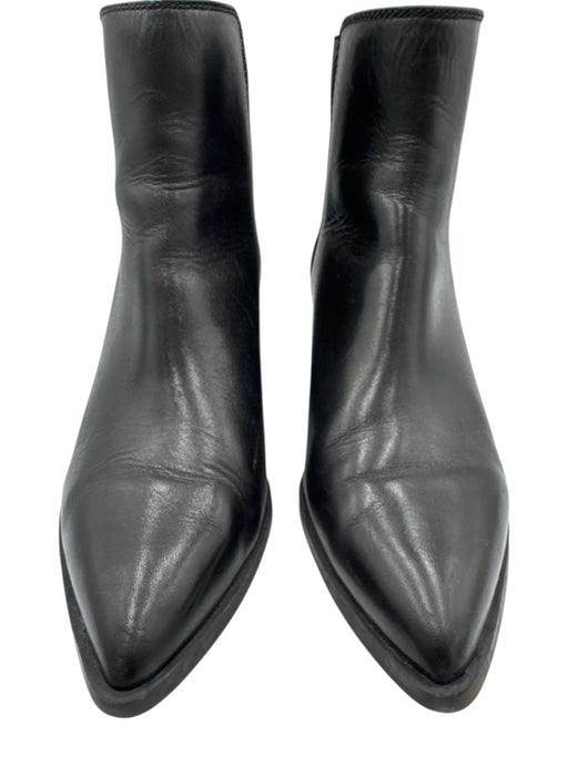 Steve Madden Shoe Size 9M Black Leather Pointed Toe Block Heel Boots Black / 9M