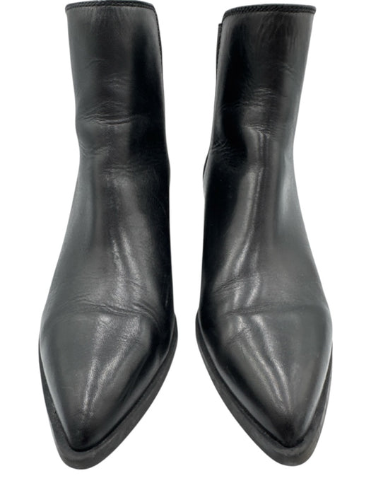 Steve Madden Shoe Size 9M Black Leather Pointed Toe Block Heel Boots Black / 9M