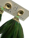 Shiver + Duke Green Feather Dangle Gold Tone Accent Earrings Green