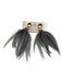 Shiver + Duke Grey Feather Dangle Gold Tone Accent Earrings Grey